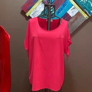Michael Kors bright pink top w/tie sleeves large